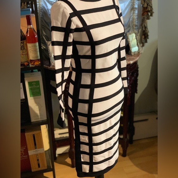 Black and white stripe bandage dress in size M( no tags ) - Picture 3 of 5